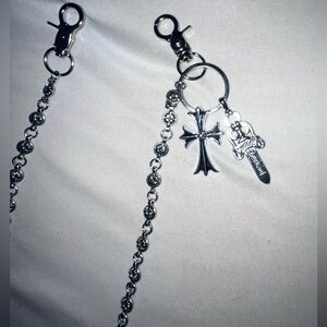 Chrome Hearts CH Silver Chain For Belt Loops Chain Wallet Gothic Cross & Dagger